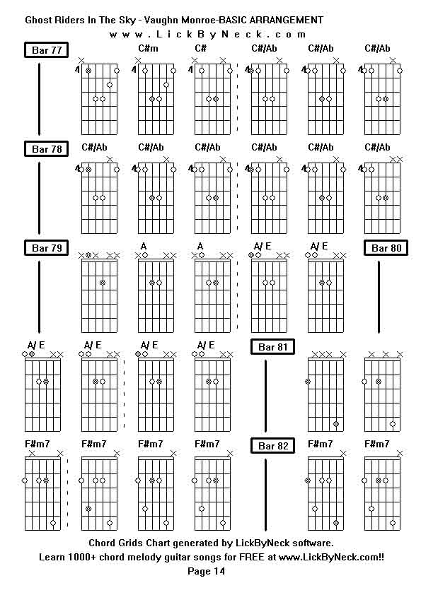 Chord Grids Chart of chord melody fingerstyle guitar song-Ghost Riders In The Sky - Vaughn Monroe-BASIC ARRANGEMENT,generated by LickByNeck software.